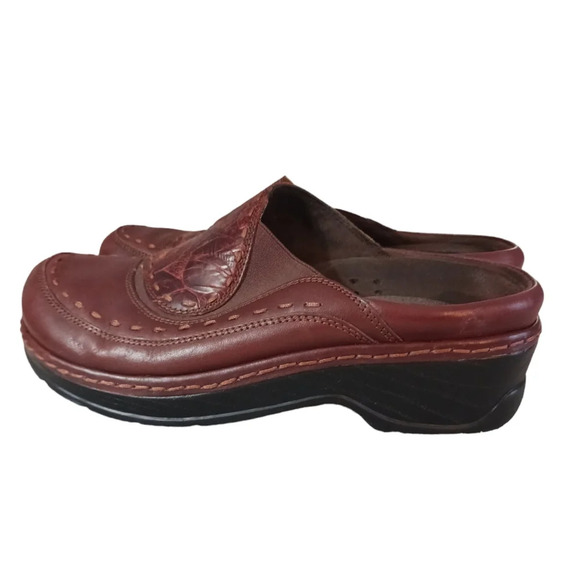 Klogs Brown Embossed Leather Slip On Comfort Mules Work Cogs size 10-10.5 - Picture 5 of 10